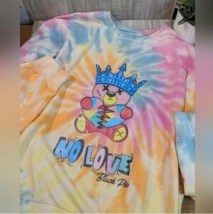 Black Pike Tie Dye Teddy Bear Sweatshirt Size XL "No Love"